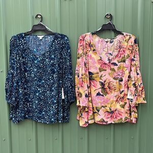 Women's Lightweight Poet Sleeve Blouse Shirt 2-Pack Size 4X